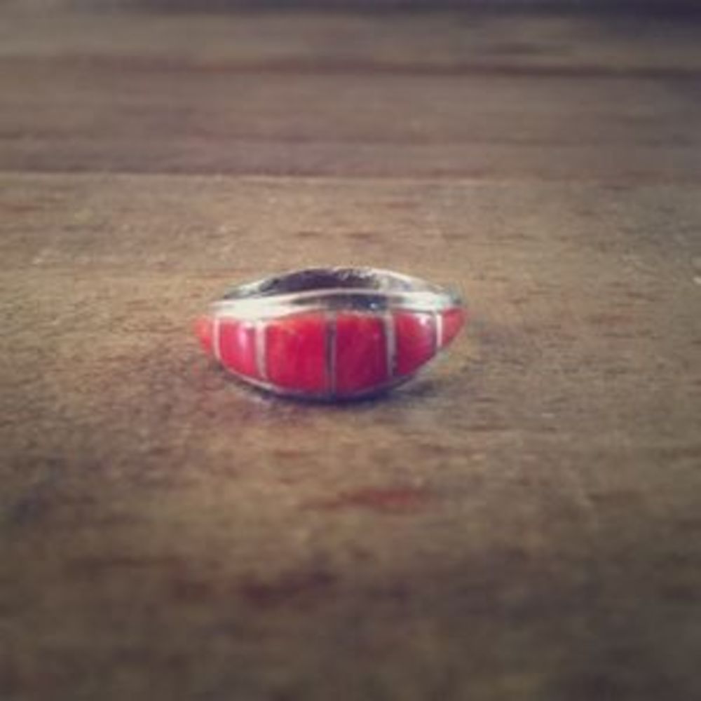 Sterling Silver Rust Orange Statement Ring - image 1